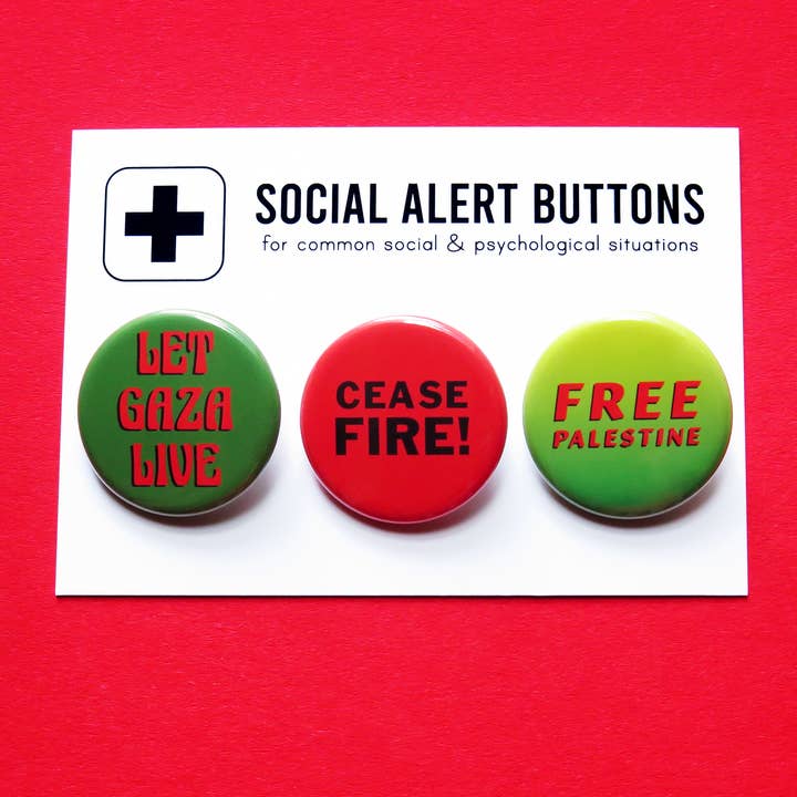 CEASEFIRE IN GAZA Pin 3-PACK 1.25" Protest Pinback Buttons for wholesale by Word For Word Factory