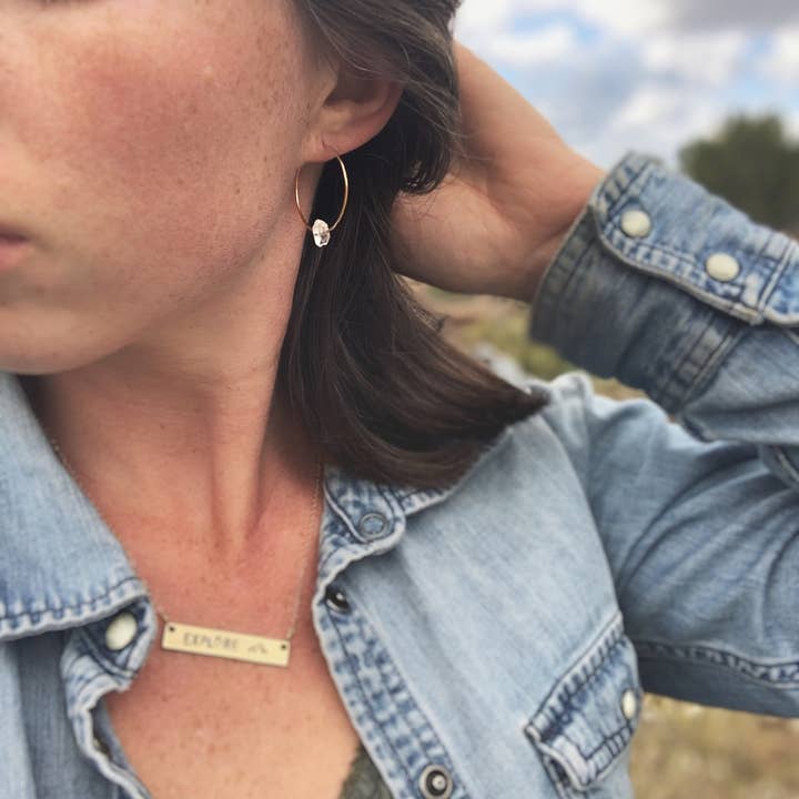 Sojourn Well - Wholesale Hoop Earrings - Pakimer Diamond Hoop Earrings in 14k Gold Fill or Silver3