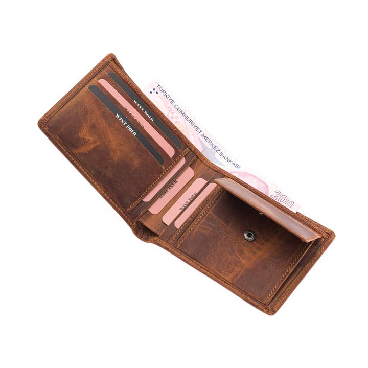 WESTPOLO – wholesale Card holder – men's – Westpolo Harvey Secret Card Holder Slot-Men Vintage - Camel3