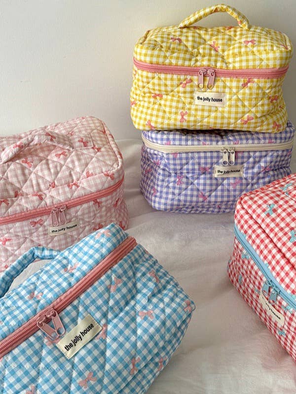 Checkers & Bows Rejse Kosmetikpung for engroshandel hos Juniper Tide