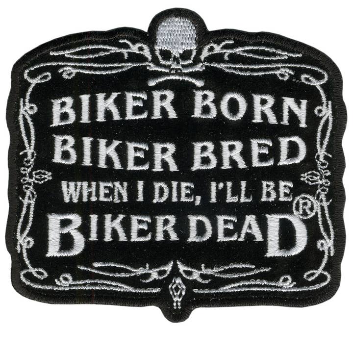 BK WH Hot Leathers Biker Born 9" Patch for wholesale on Faire