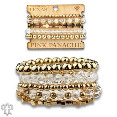 Gold Cross bead bracelet stack for wholesale on Faire2