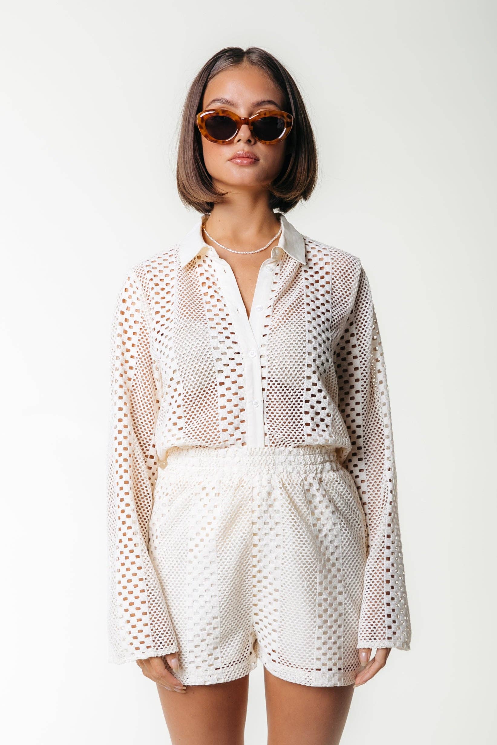 Blanc cassé Short en crochet Nolita | Blanc cassé en vente sur Faire0