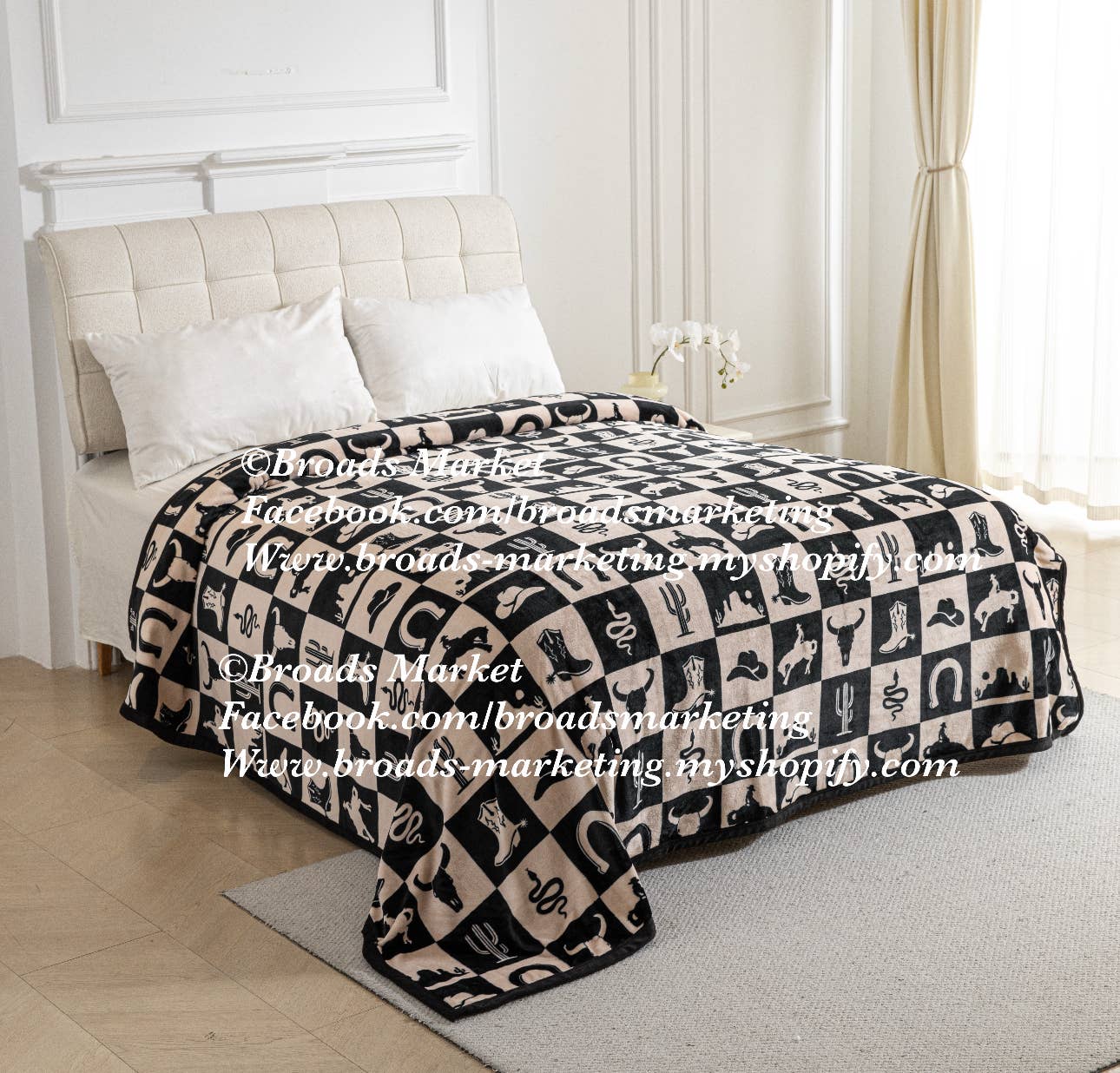 Broads Market - Wholesale Throw Blanket - Checkered Cowboy Blanket A21