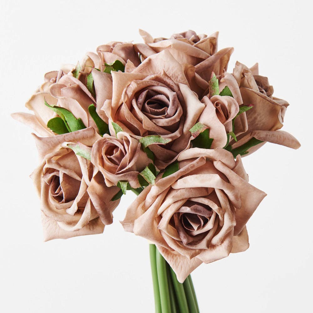 JKF & Co Pty Ltd - Wholesale Artificial Flowers - Real Touch Mixed Roses Bouquet Coffee0