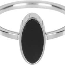 R532 Fashion Seal Oval Shiny Steel With Black Stone for wholesale by Charmin's Ringen