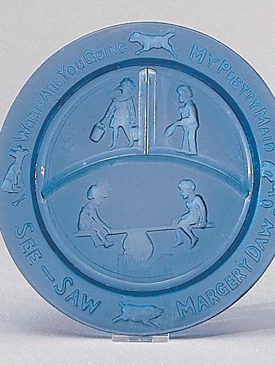 Depression Glass Child’s Plate, Cobalt Colored for wholesale by AA Importing