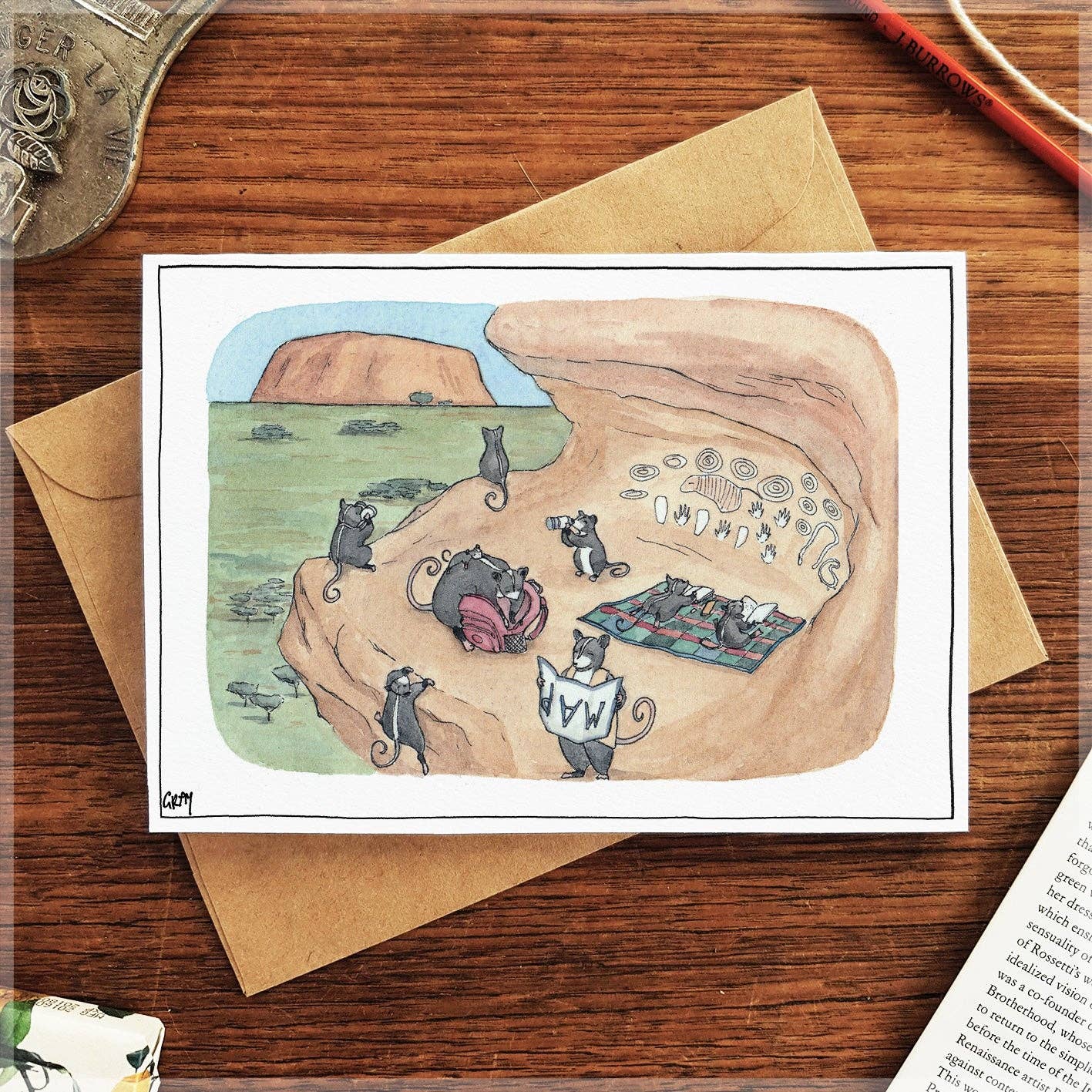 Erlenmeyer Art – Engroshandel Hverdagshilsen kort – Udforskning af Uluru - Lykønskningskort0