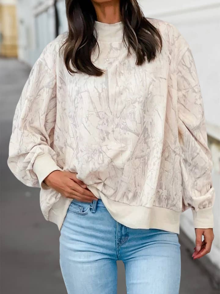 Abstract Print Mock Neck Sweatshirt | S-XL for wholesale by Aapparella