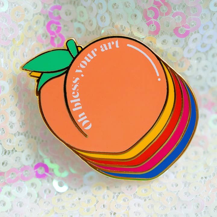 Oh Bless Your Art Georgia Peach Enamel Pin - Limited Edition for wholesale by Brylliant Design LLC
