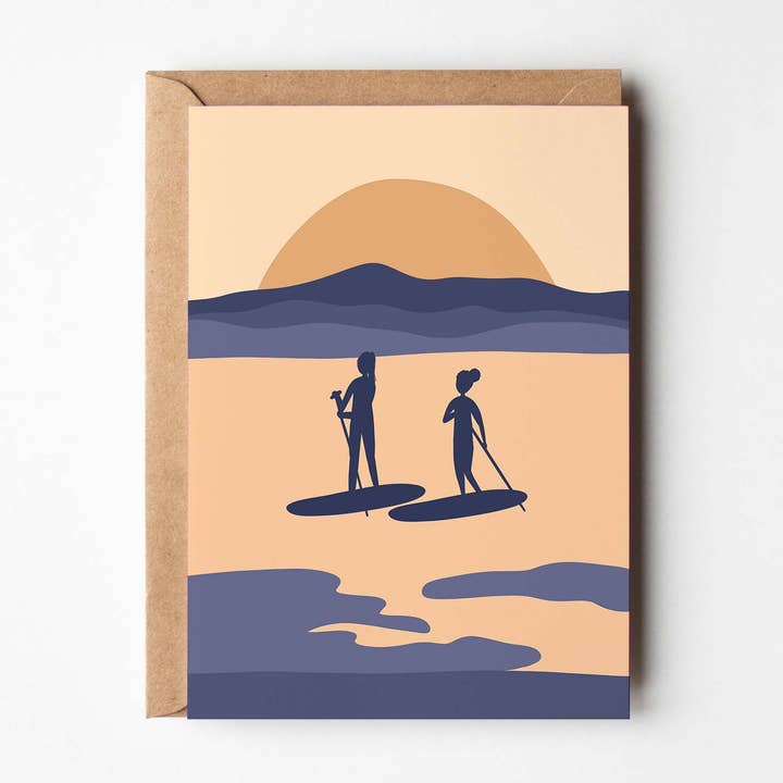 Paddleboarding Outdoor Beach Seaside Sport Cartão A6 por atacado de Mint and Pickle