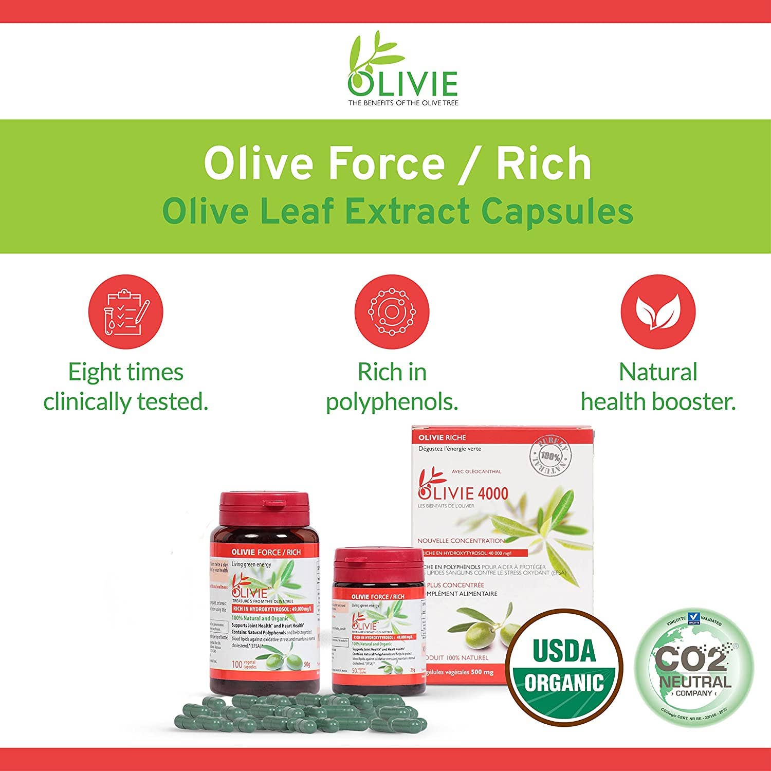 ATLAS OLIVE OILS - Wholesale Oral Supplement/Vitamin - OLIVIE FORCE Organic Olive Leaf Extract | Rich in Polyphenol3