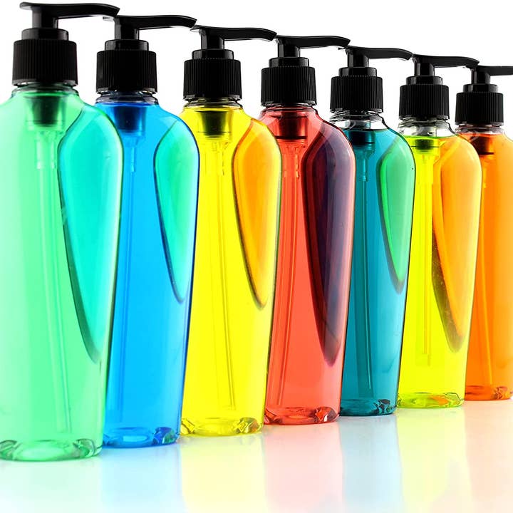 Kurated Korner - Wholesale Soap Dispenser - Cornucopia 8oz Oval Plastic Bottles w/Black Pumps (8pk)6