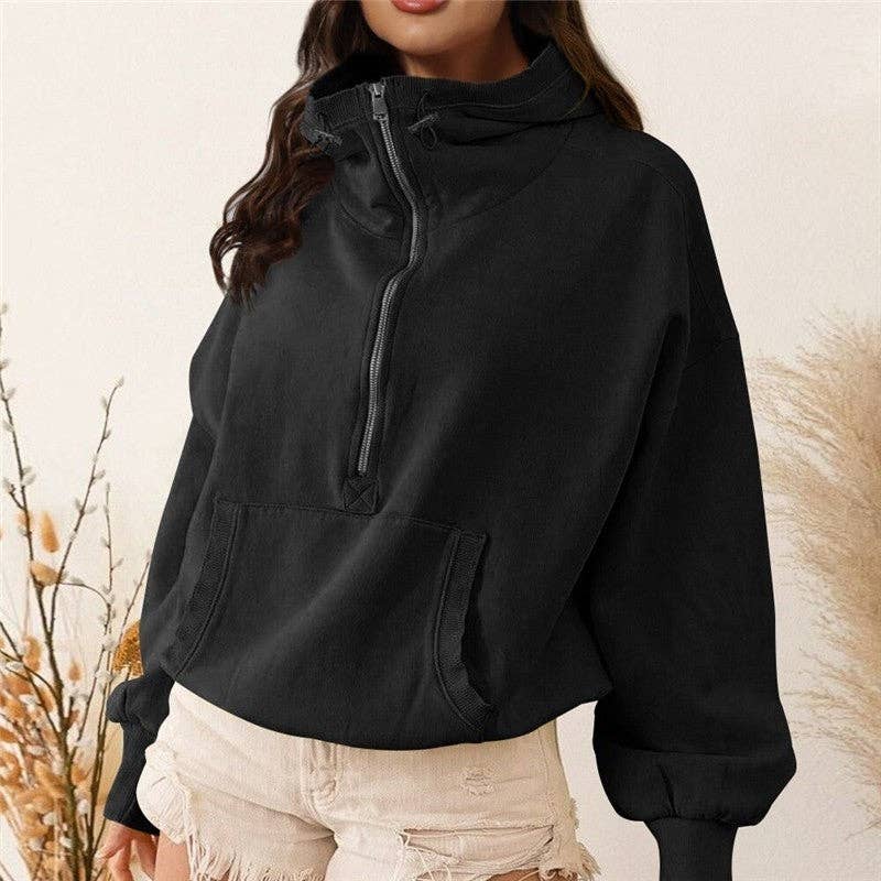 kycozy – Großhandel Hoodie – Damen – Langarm-Kapuzenpullover mit Reißverschluss und Kordelzug4