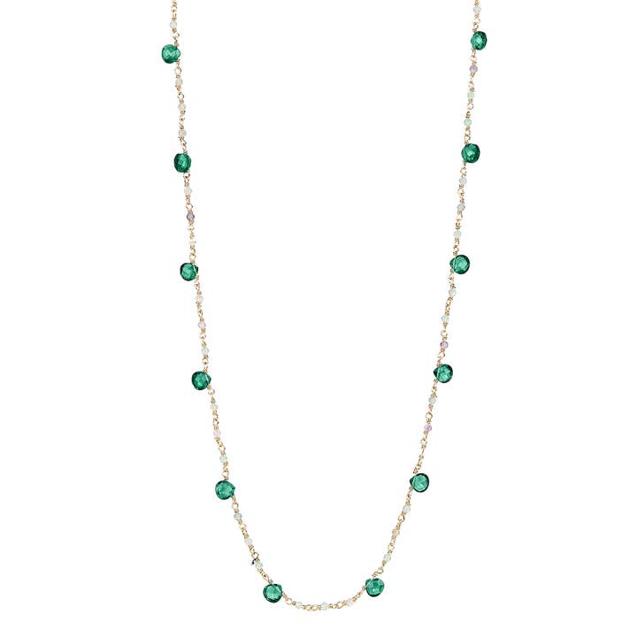 Colar de lágrima de pedras preciosas de turmalina verde por atacado de Elyssa Bass Designs