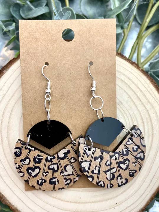 Leopard Heart Acrylic Earrings for wholesale by Lindsey Lane Wholesale