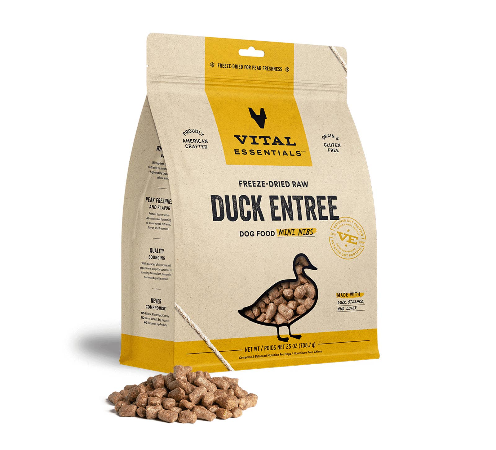 Pet Palette Distribution - Wholesale Pet Food - Dog - Vital Essentials Raw Duck FD Dog Food Mini Nibs 25 oz