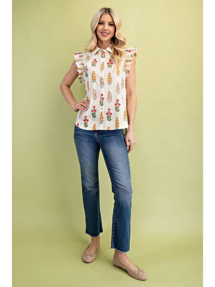 Vanilla Monkey – Engroshandel Bluse - Dame – Blomstret skjorte med knapper4