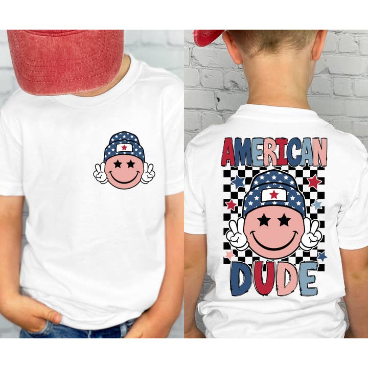 Camicia da ragazzo American Dude July 4th Toddler Youth  per la vendita all'ingrosso da parte di Southern Backroad Tees LLC