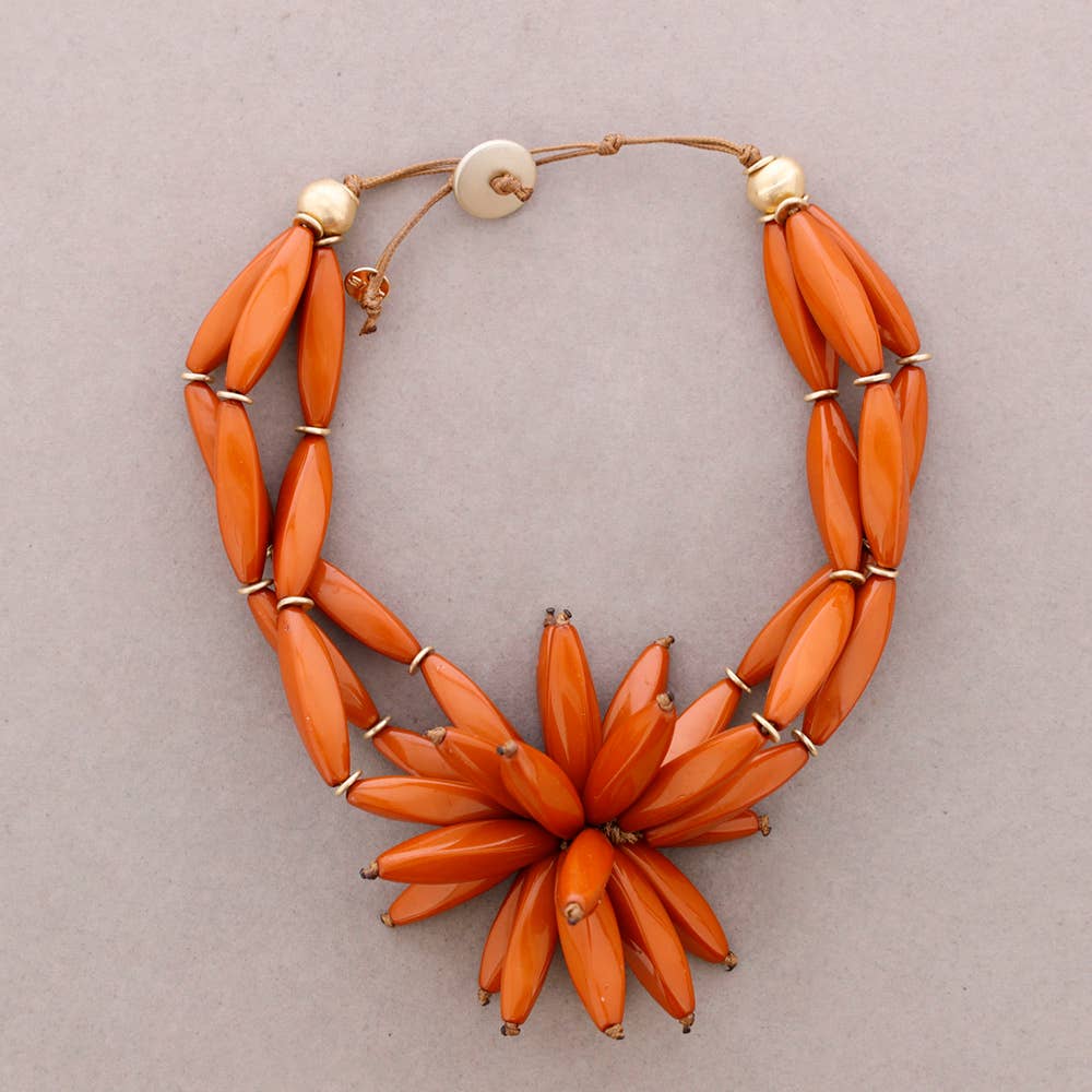 Sonata - Wholesale Snap Jewelry - Triple Choker Beads Resin Flower1