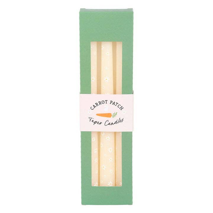 Something Different Wholesale - Wholesale Tapered Candle/Candlestick - Set of 3 Carrot Patch White Daisy Taper Candles