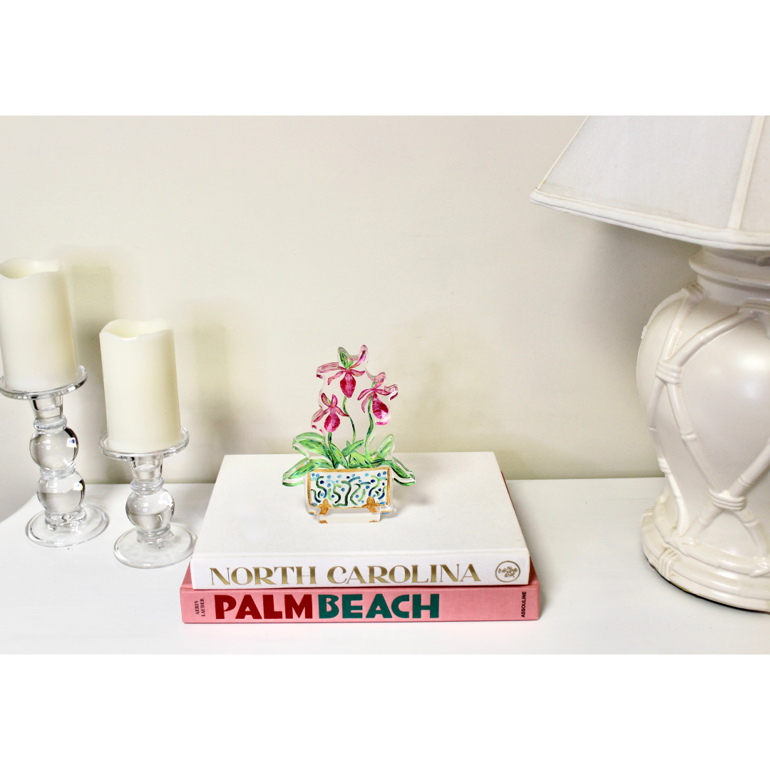 Jeanne Player Fine Art - Wholesale Decorative Tabletop Object - Lady Slippers Acrylic Art Block6