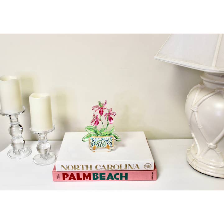 Jeanne Player Fine Art - Wholesale Decorative Tabletop Object - Lady Slippers Acrylic Art Block6