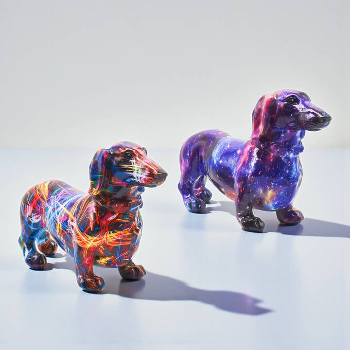 Kleurexplosie Teckel Kunstbeeldje – Moderne Abstracte Decoratie voor wholesale door huemabe (All Import Duties Covered)