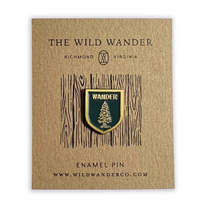 Wander Pine Tree Enamel Pin for wholesale by The Wild Wander
