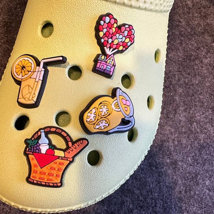 Picnic lemonade food basket flying house Shoe Charms Quality gifts for wholesale by JuliesDecal