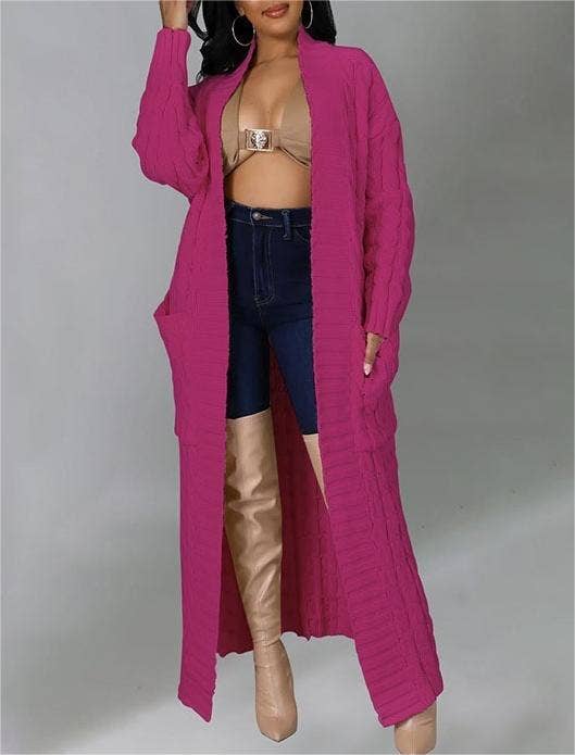Rosa Clothing - Wholesale Cardigan - Women's - Multicolored Long coat knit cardigan15