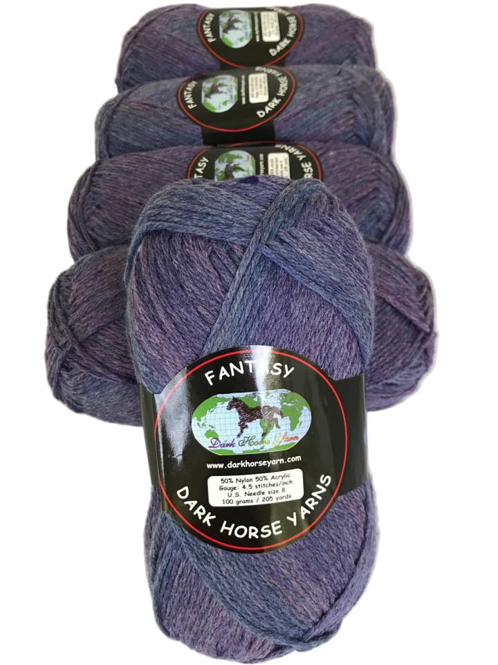 Dark Horse Yarns Fantasy #89 DL2272 Blue Purple Multi Nylon Acrylic Blend Yarn 100 Gram 205 Yards Skein for wholesale by Garmy Books