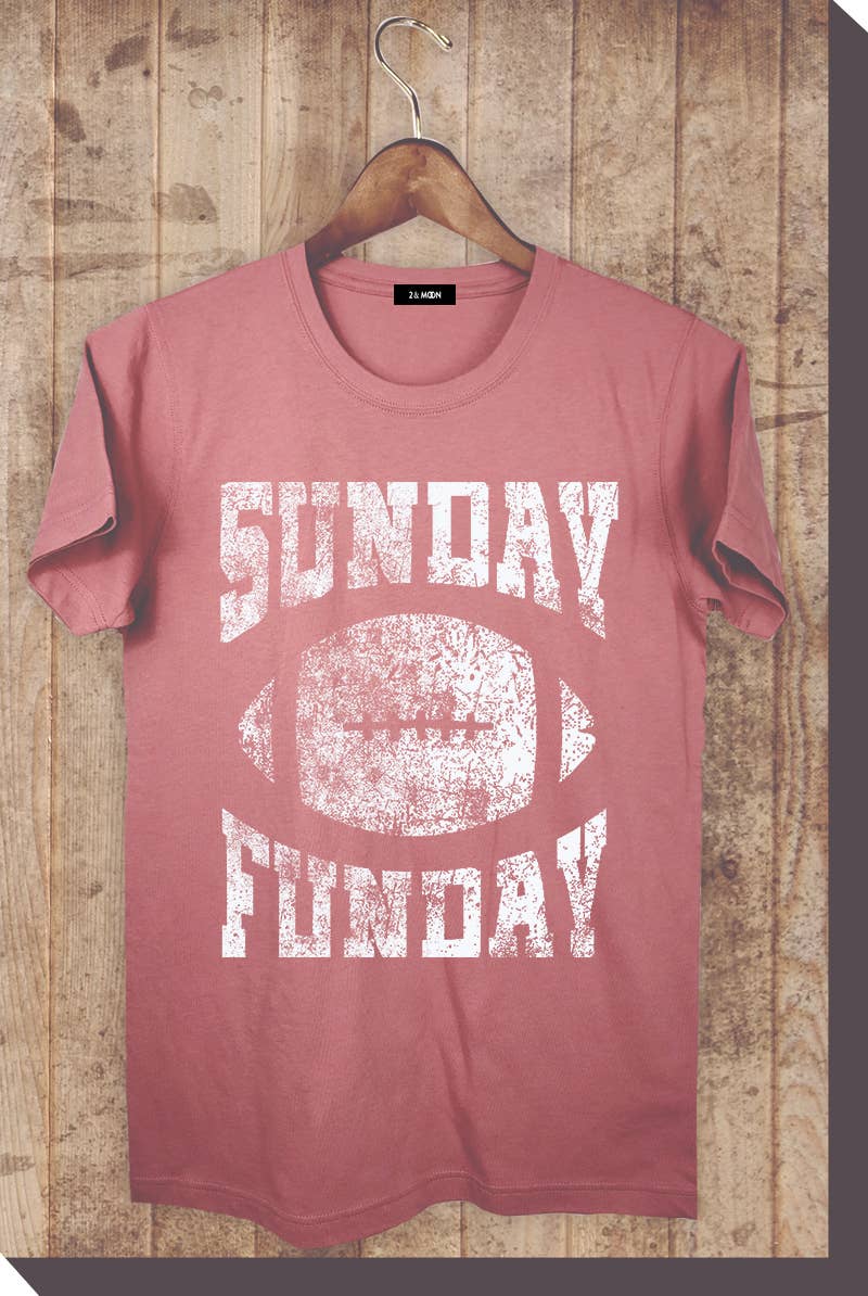 2&moon - Wholesale Screen Printed T-Shirt - Women's - Sunday Funday Football Graphic Tee.6