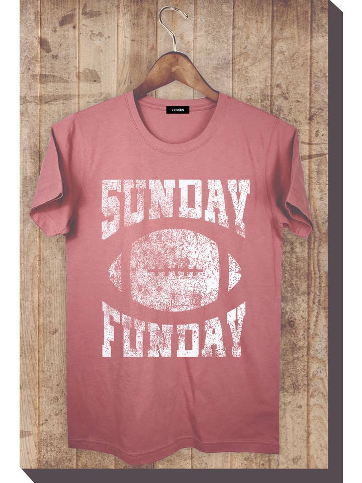 2&moon - Wholesale Screen Printed T-Shirt - Women's - Sunday Funday Football Graphic Tee.6