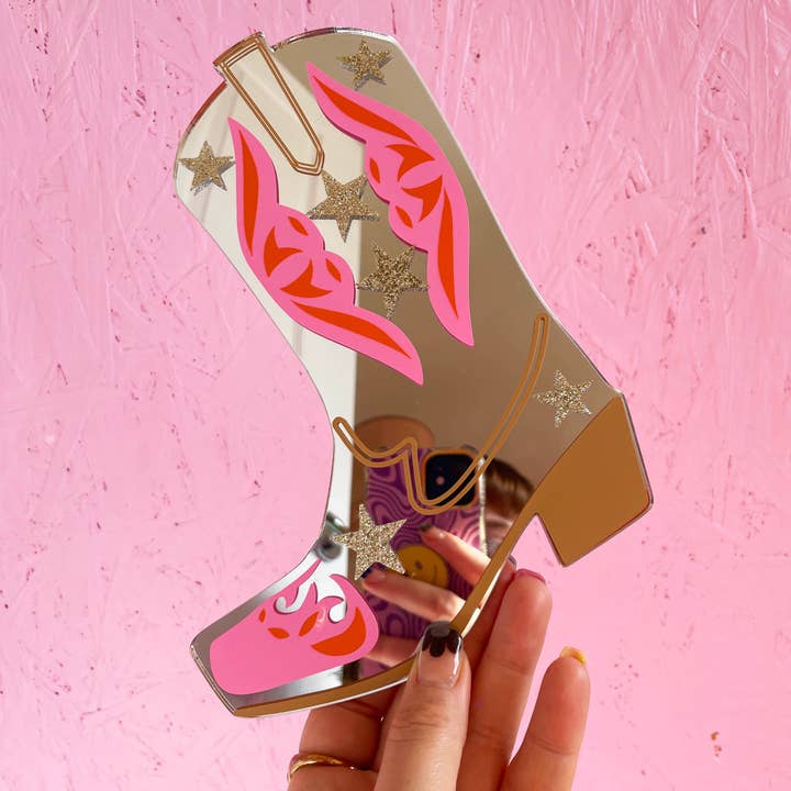 Printed Weird - Wholesale Wall Mirror - Rootin' Tootin' Cowboy Boot Mini Mirror1