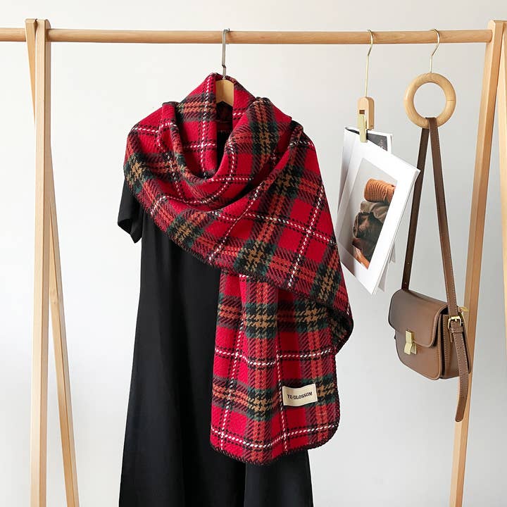 MKS America - Wholesale Scarf - Women's - Retro Winter Plaid Shawl Scarf1