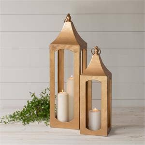 Audrey's Home & Gift – wholesale Lantern – Metallic Gold Lanterns (Set Of 02)3