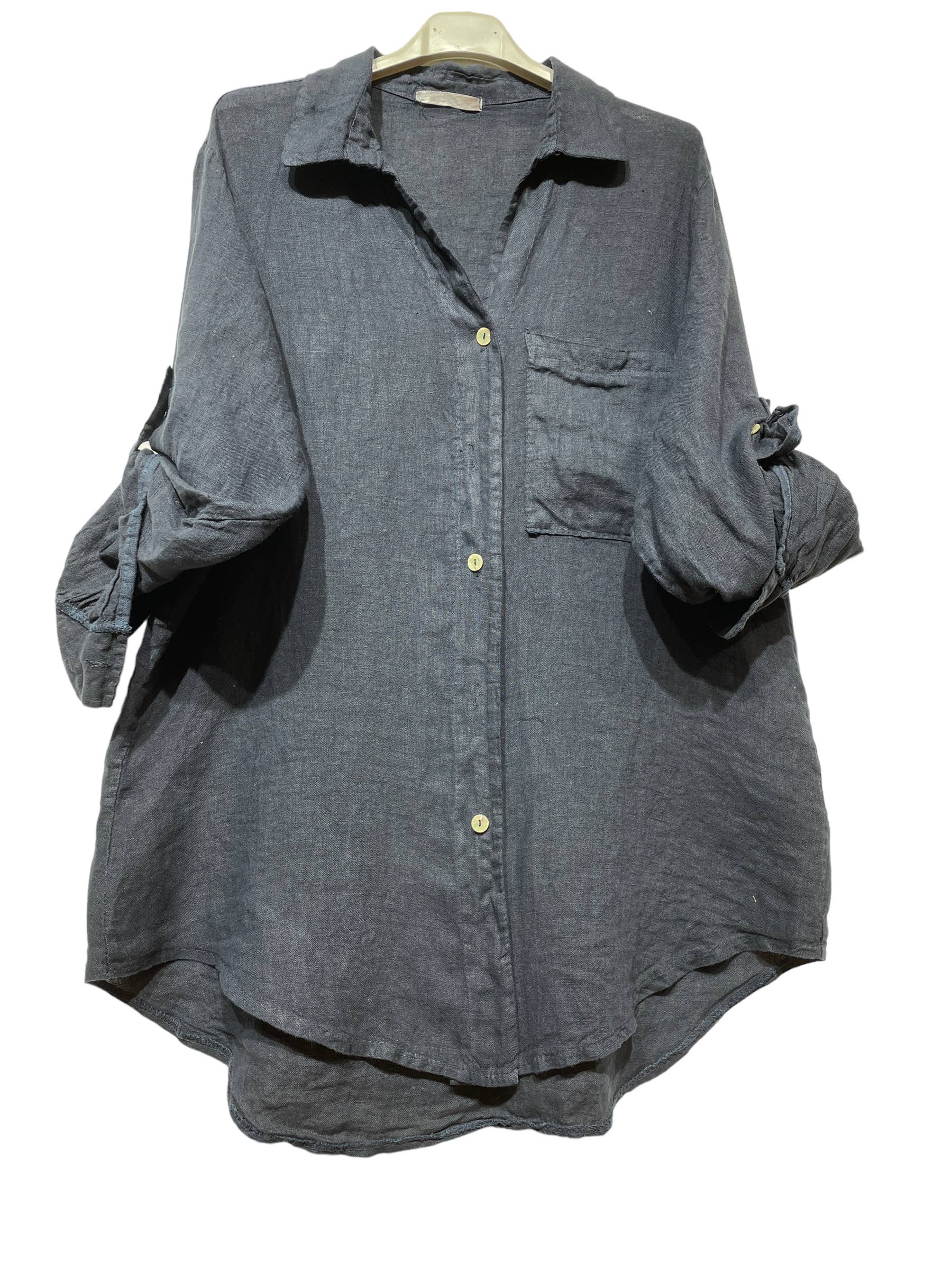 LINEN & COTTON HOUSE - Wholesale Button Down Shirt - Women's - LINEN SHIRT WITH SQUARE POCKET, SPRING SUMMER 7400133