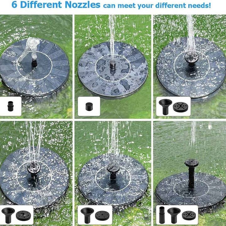 OutdoorSolarOutlet – wholesale Outdoor ornament/decor – Solar Fountain Pump 2.5W Circle Floating Solar Water Fountains Pump Built-in Battery Backup with 6 Nozzles7