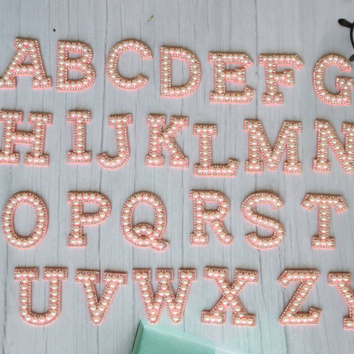 DrifWoo - Wholesale Patch - 26 Pcs Pearl Rhinestone Letter Patches Set Clothes Slipper1