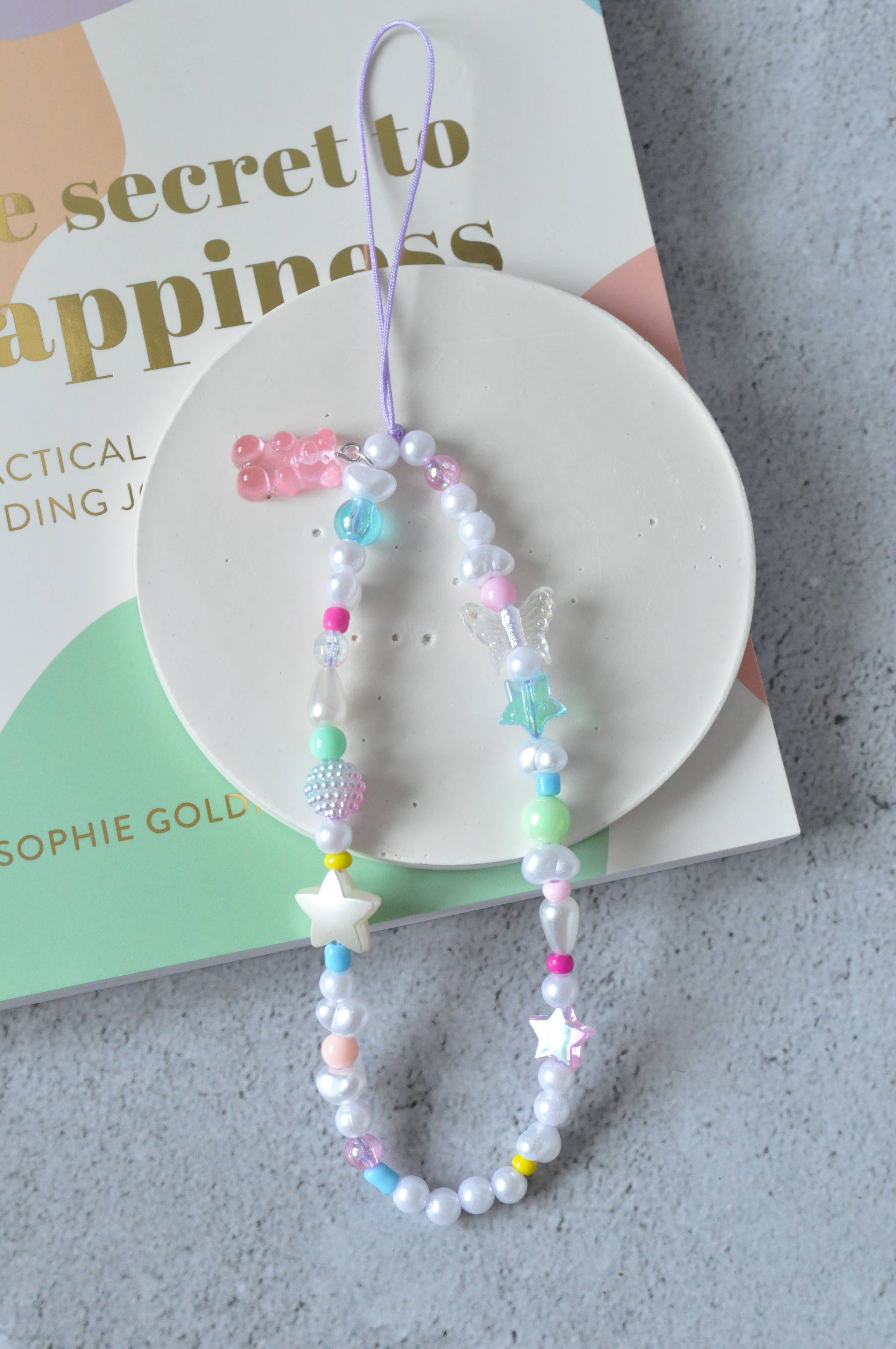 TheMellys – Alça para capa de telemóvel por atacado – Cadeia de telefone Gummy Bear Pastel | Cute Y2K Pearl Phone Charm4