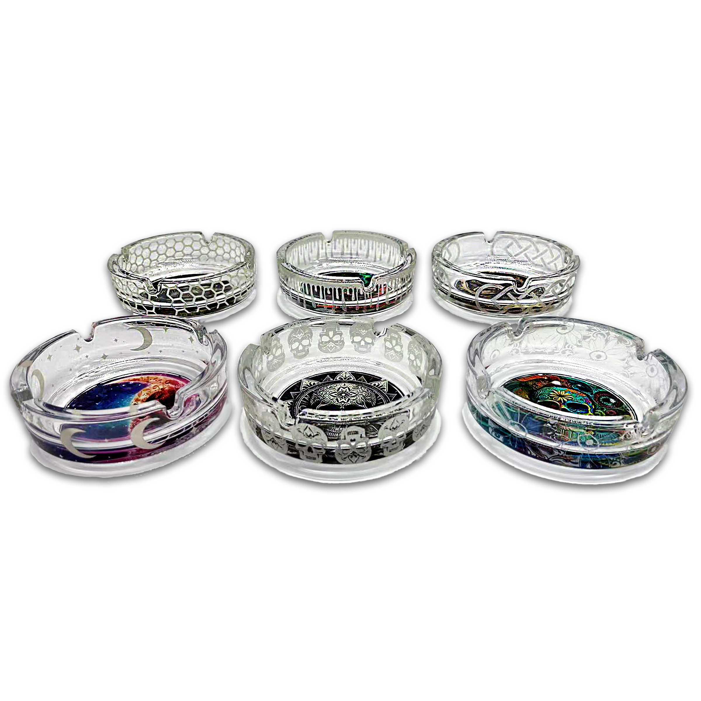 Novelty Closeout - Wholesale Ashtray - Smokezilla Glow In The Dark Glass Ashtray Assortment- 6/Pack1