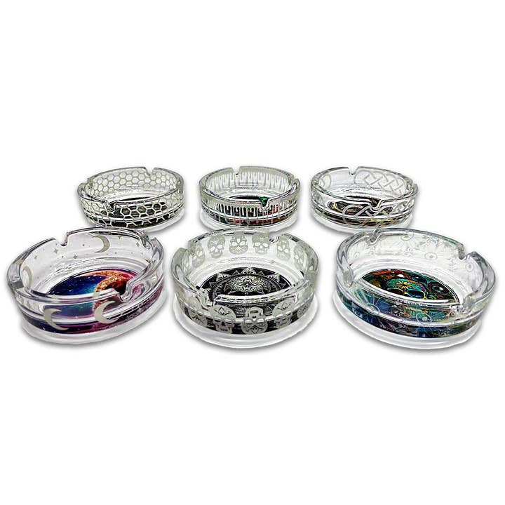 Novelty Closeout - Wholesale Ashtray - Smokezilla Glow In The Dark Glass Ashtray Assortment- 6/Pack1