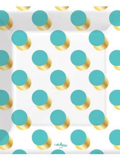 Dot & Stripe Dessert Plates - Aqua for wholesale by MelissaRae Wholesale