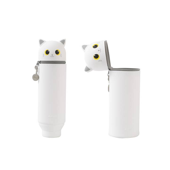 Silicone Pencil Case WHITE CAT for wholesale by I-Total, I-Drink