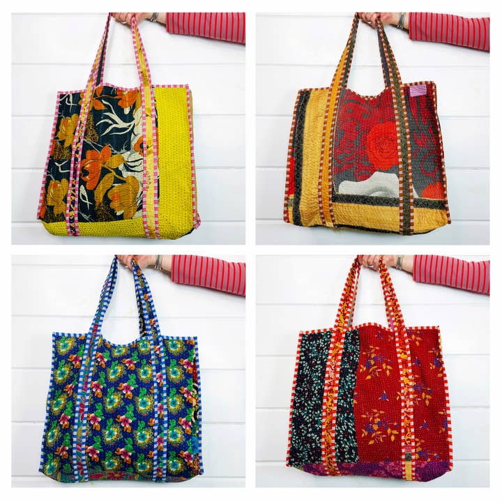 Folklore Couture - Wholesale Tote Bag - Women's - Kantha Tote Bags | Handmade Quilted Cotton Totes1