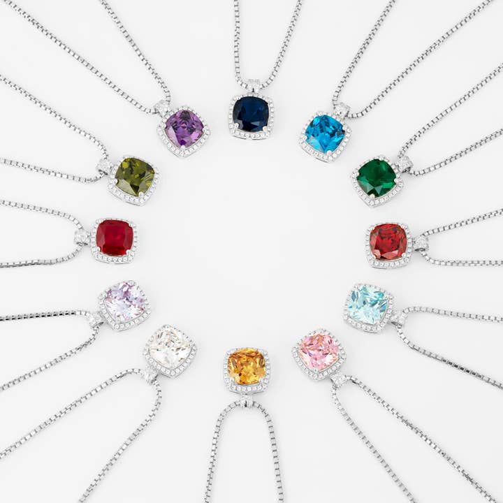 Belle Birthstone CZ Necklace | Silver for wholesale by Belle By Elle