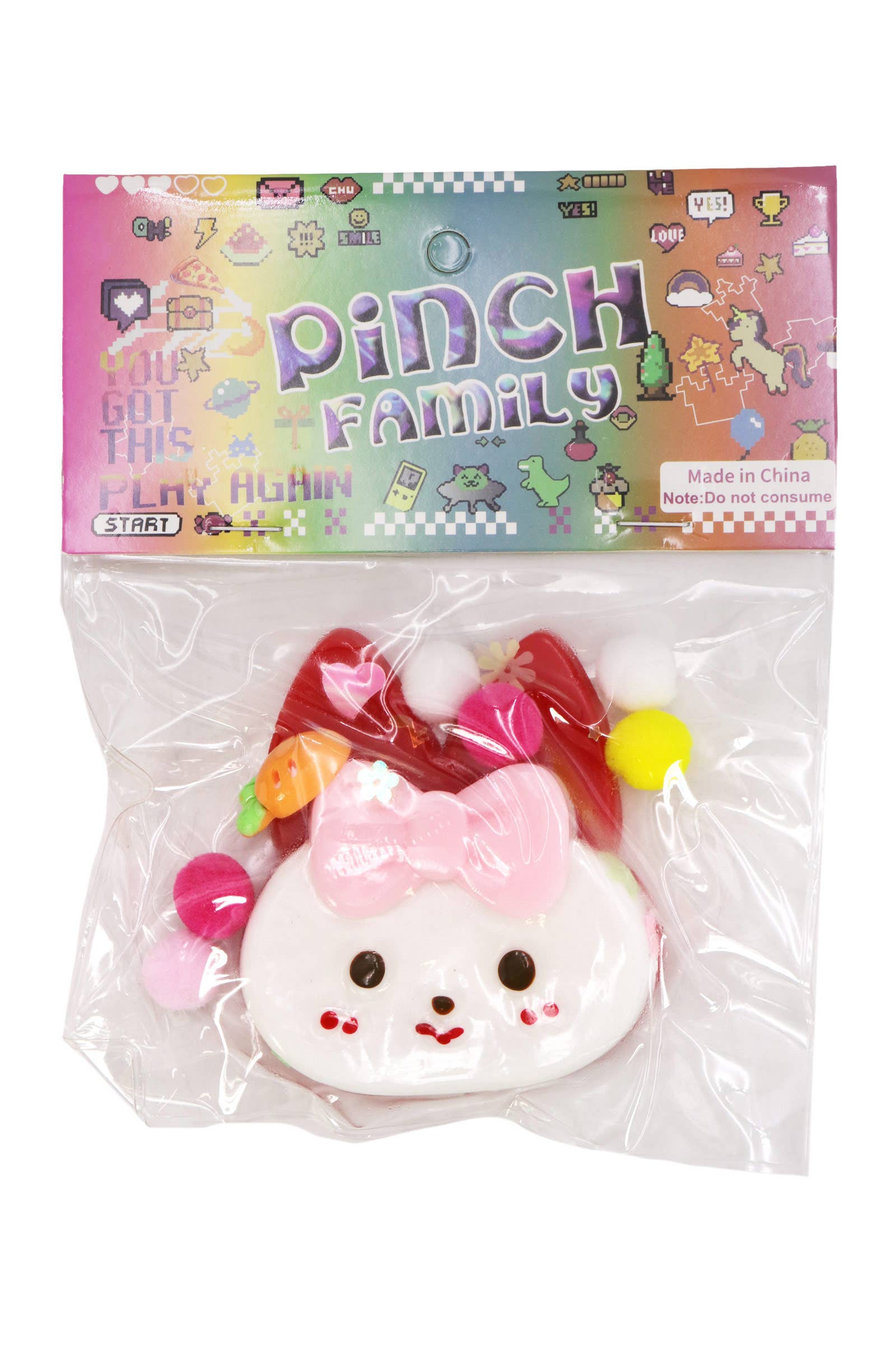 ASSORTED Ribbon Bunny Glitter Sticky Mochi Squishy Bag for wholesale on Faire5