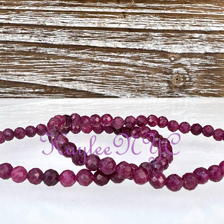 KayleeNYC - Wholesale Beaded Bracelet - Natural Ruby Faceted 4mm 7.5” Crystal Bracelet3