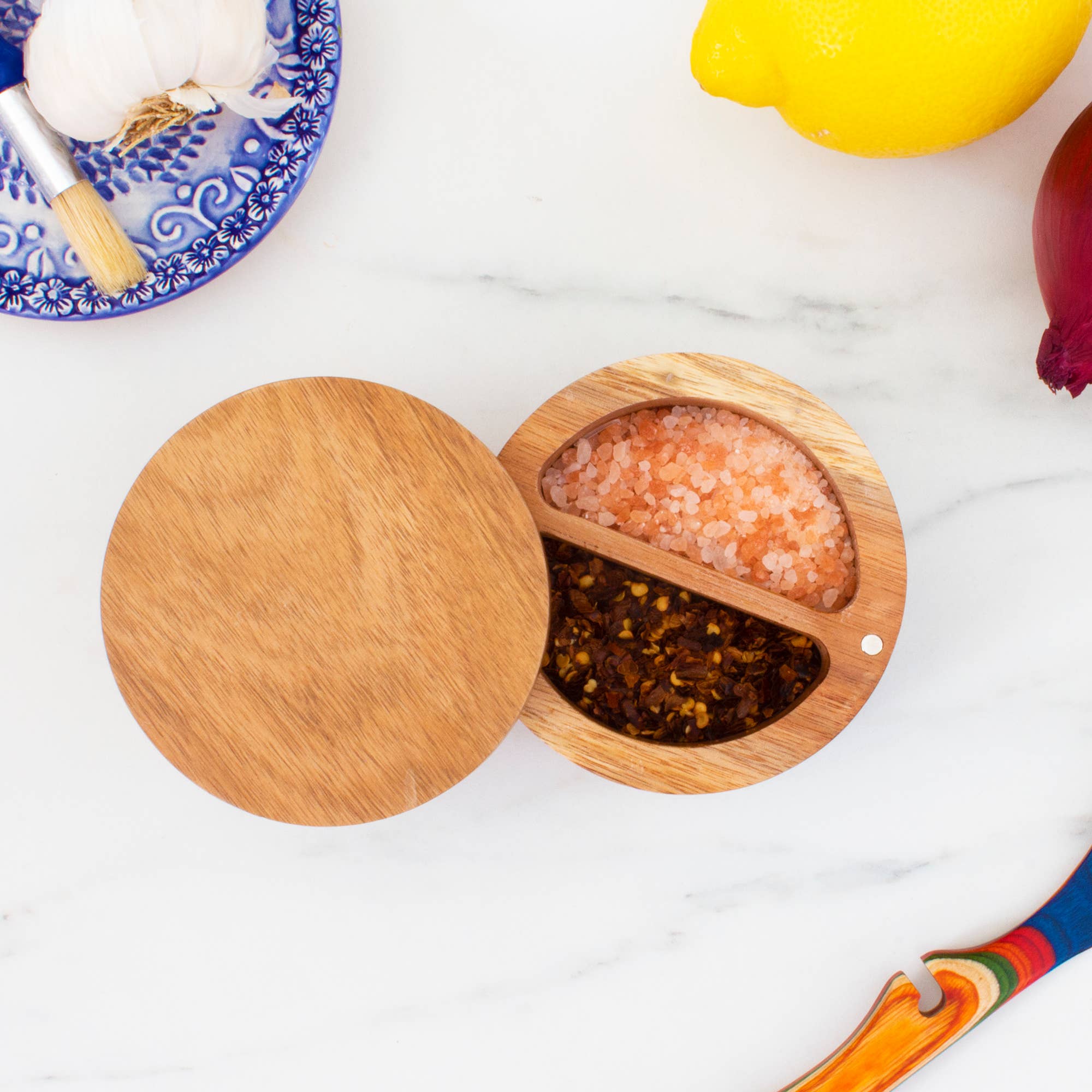 Totally Bamboo - Wholesale Food Storage Container - Rock & Branch® Acacia Duet Salt Cellar3